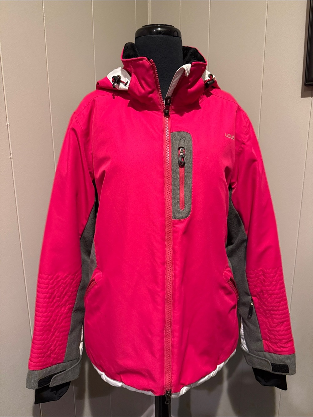 Lole Hot Pink and Gray Women's XL Ski Jacket with Hood